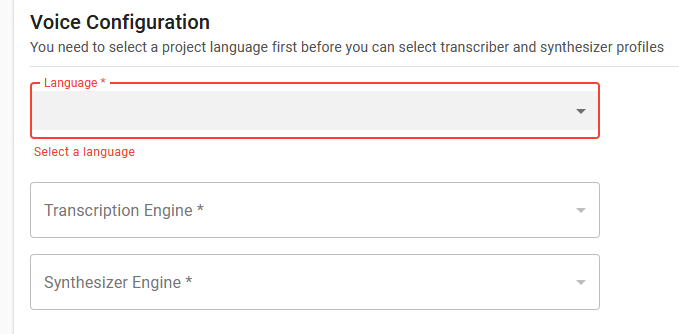 Voice configuration for a project