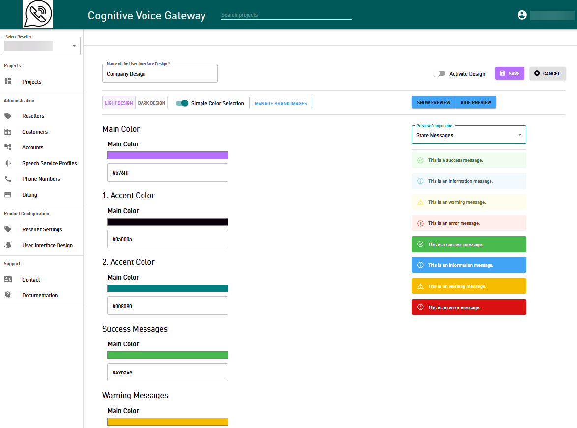 Setting colors and images to brand CVG's UI