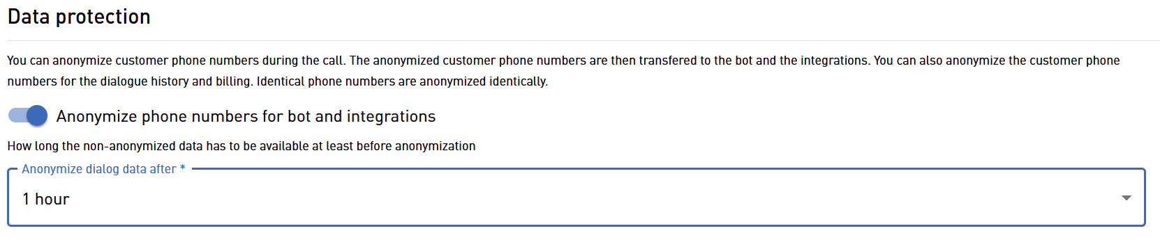 configuring retention time before retroactive anonymization